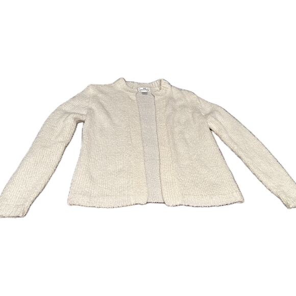 Vintage off white Ivory Knit open front Cardigan Sweater /  Large - Picture 2 of 4